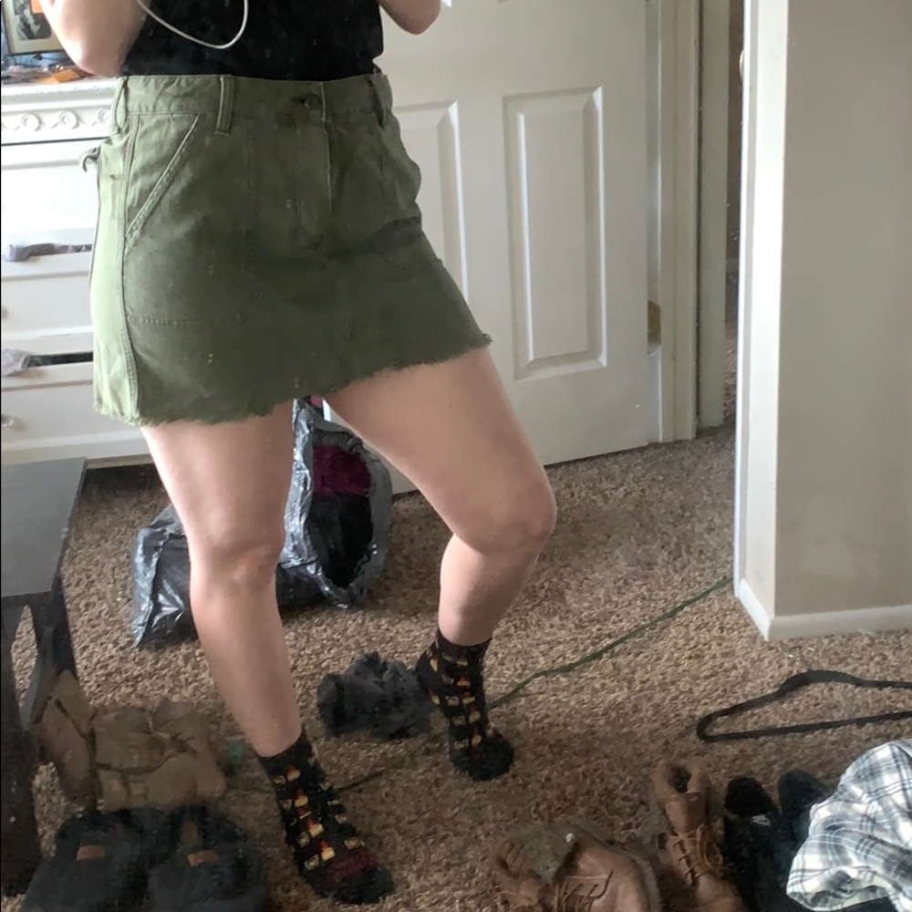 Army green skirt